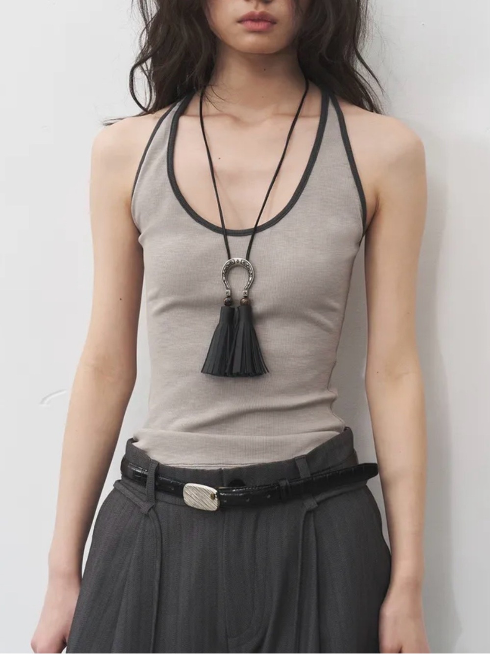 BaLiang Western Boho Leather Tassel Horseshoe Pendant Necklace